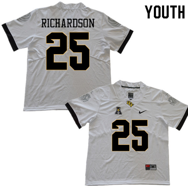 Youth #25 Johnny Richardson UCF Knights College Football Jerseys Sale-White - Click Image to Close